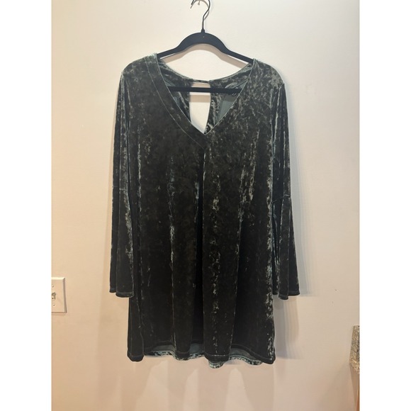 A.N.A Green Velvet Bell Sleeve Dress Women's Size M‎ Witchy Boho Gothic - Picture 1 of 9